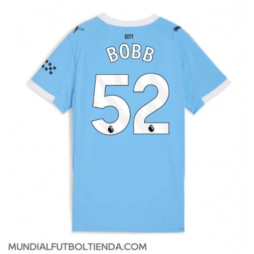 Camiseta Manchester City Oscar Bobb #52 Primera Equipación Replica 2025-26 para mujer mangas cortas
